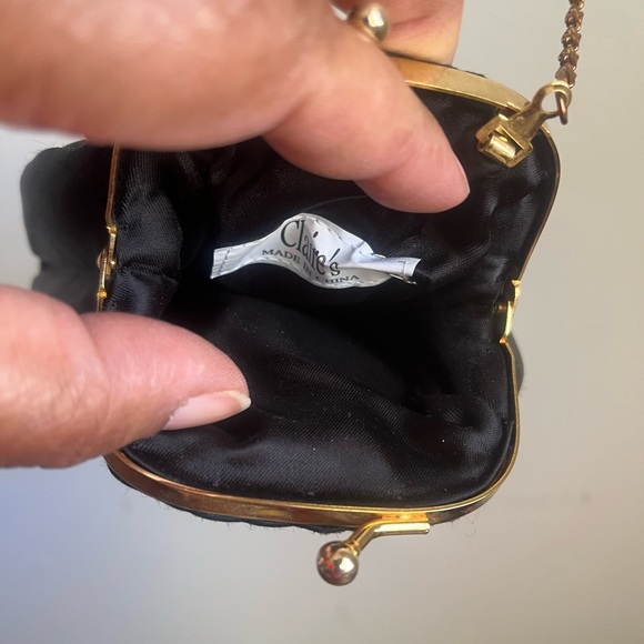 Black Mini Petite Crossbody Bag Purse Handbag Gold Chain Micro Dainty Gold Chain - Picture 4 of 6